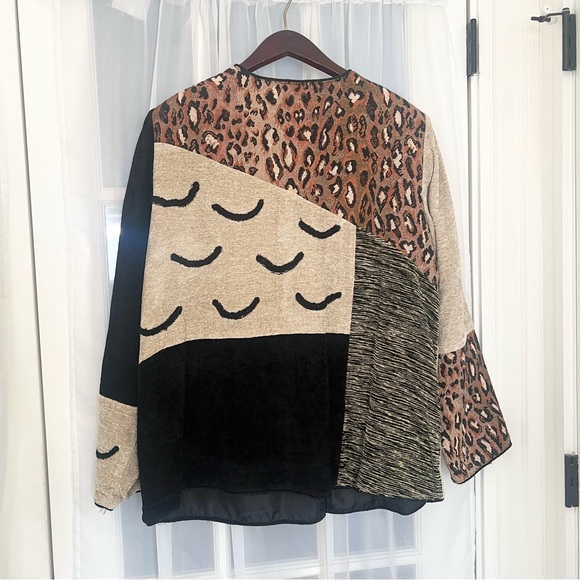Indigo Moon Mixed Abstract Cheetah Paisley Patchwork Quilt Funky Jacket Sz 1X - Picture 3 of 10